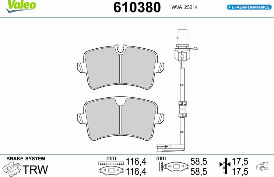 Valeo 610380 - Тормозные колодки, дисковые, комплект autodnr.net