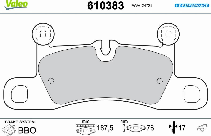 Valeo 610383 - Тормозные колодки, дисковые, комплект avtokuzovplus.com.ua