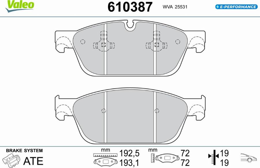 Valeo 610387 - Гальмівні колодки, дискові гальма autocars.com.ua