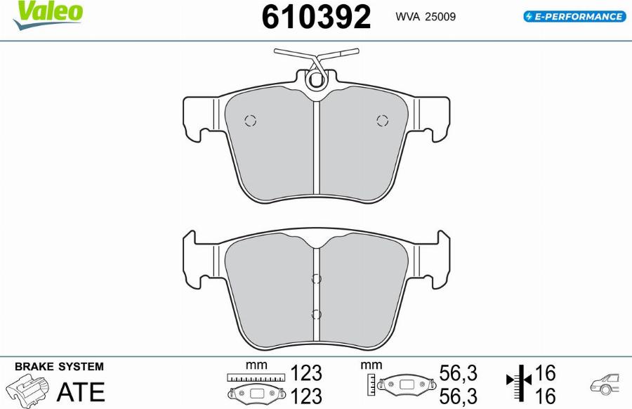 Valeo 610392 - Тормозные колодки, дисковые, комплект autodnr.net