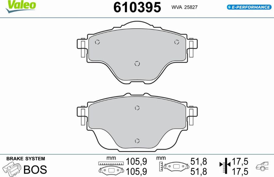 Valeo 610395 - Тормозные колодки, дисковые, комплект autodnr.net