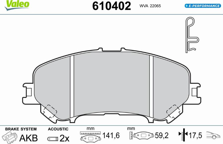 Valeo 610402 - Гальмівні колодки, дискові гальма autocars.com.ua