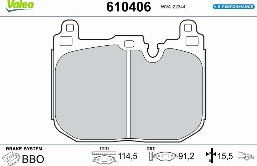 Valeo 610406 - Тормозные колодки, дисковые, комплект avtokuzovplus.com.ua