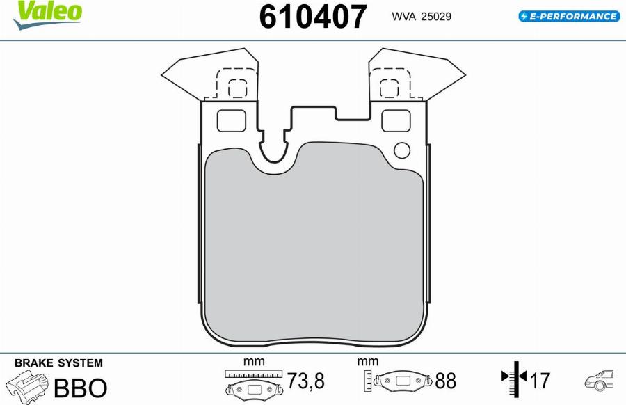 Valeo 610407 - Тормозные колодки, дисковые, комплект autodnr.net