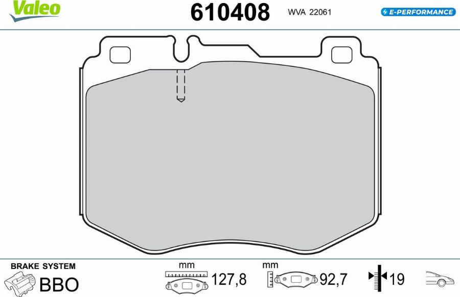 Valeo 610408 - Тормозные колодки, дисковые, комплект avtokuzovplus.com.ua