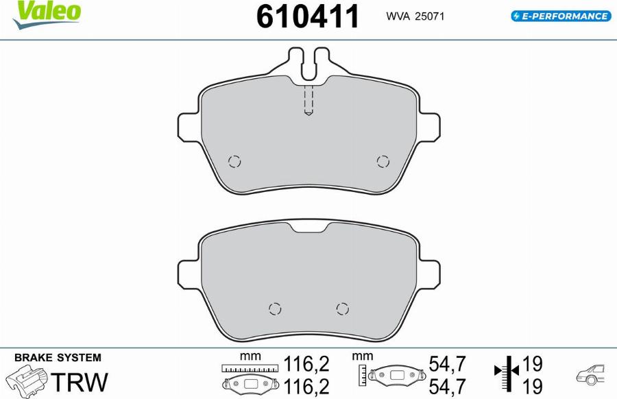 Valeo 610411 - Тормозные колодки, дисковые, комплект autodnr.net