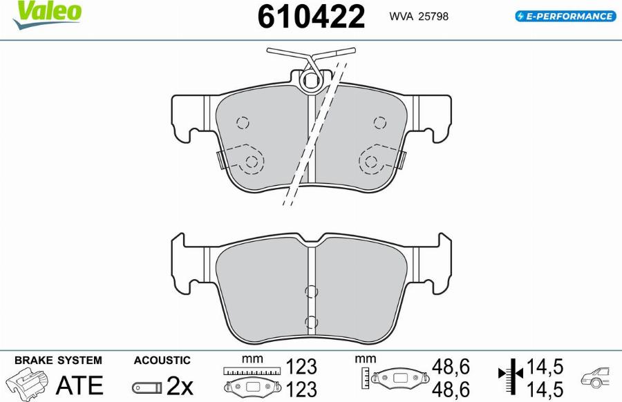 Valeo 610422 - Тормозные колодки, дисковые, комплект autodnr.net