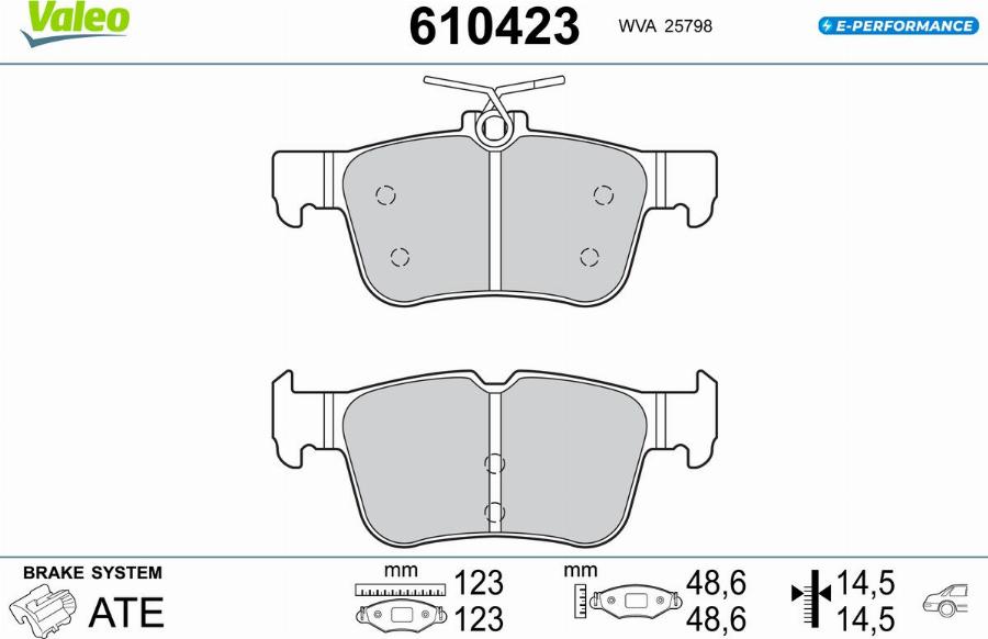 Valeo 610423 - Тормозные колодки, дисковые, комплект autodnr.net