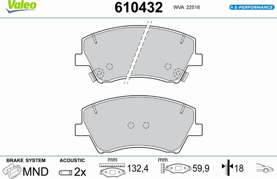 Valeo 610432 - Тормозные колодки, дисковые, комплект autodnr.net