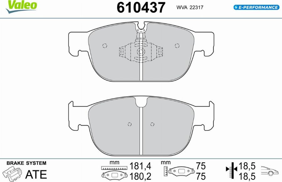 Valeo 610437 - Тормозные колодки, дисковые, комплект autodnr.net