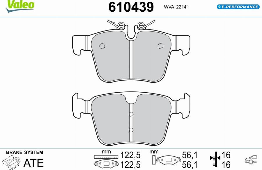 Valeo 610439 - Тормозные колодки, дисковые, комплект avtokuzovplus.com.ua