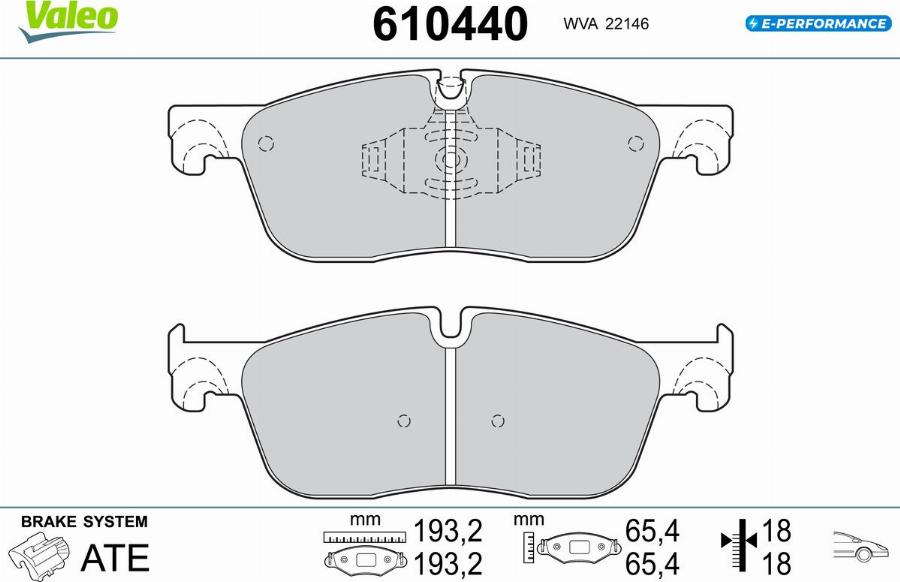 Valeo 610440 - Тормозные колодки, дисковые, комплект avtokuzovplus.com.ua