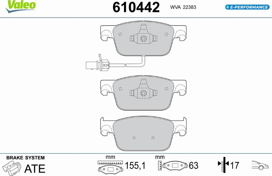 Valeo 610442 - Тормозные колодки, дисковые, комплект autodnr.net