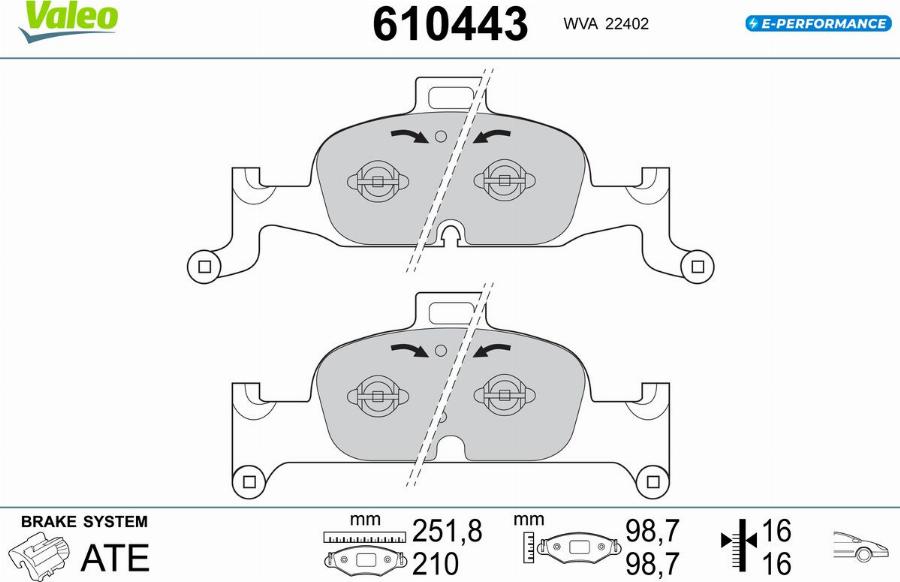 Valeo 610443 - Тормозные колодки, дисковые, комплект autodnr.net