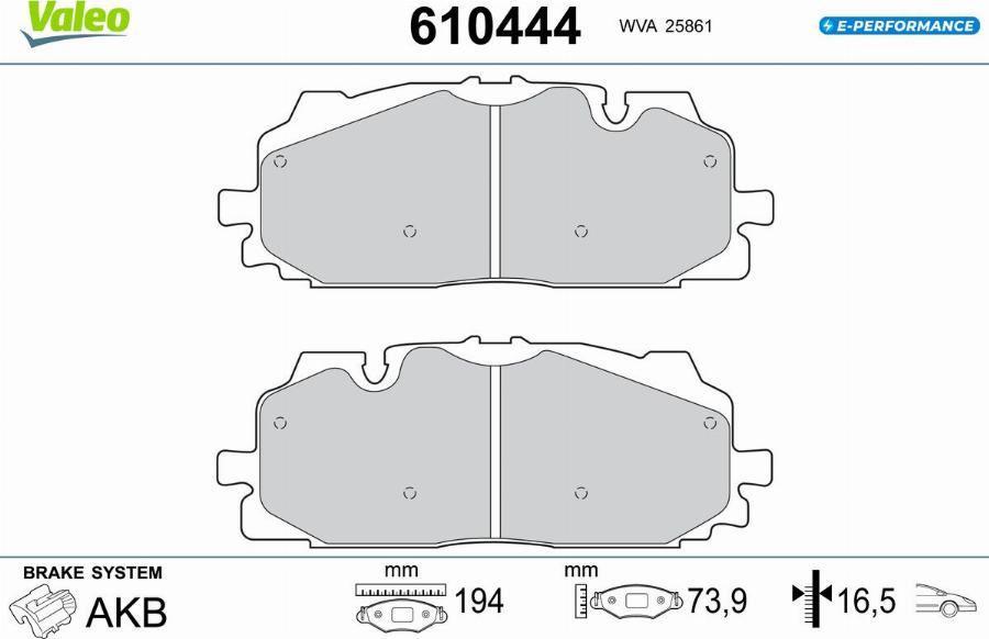 Valeo 610444 - Тормозные колодки, дисковые, комплект autodnr.net