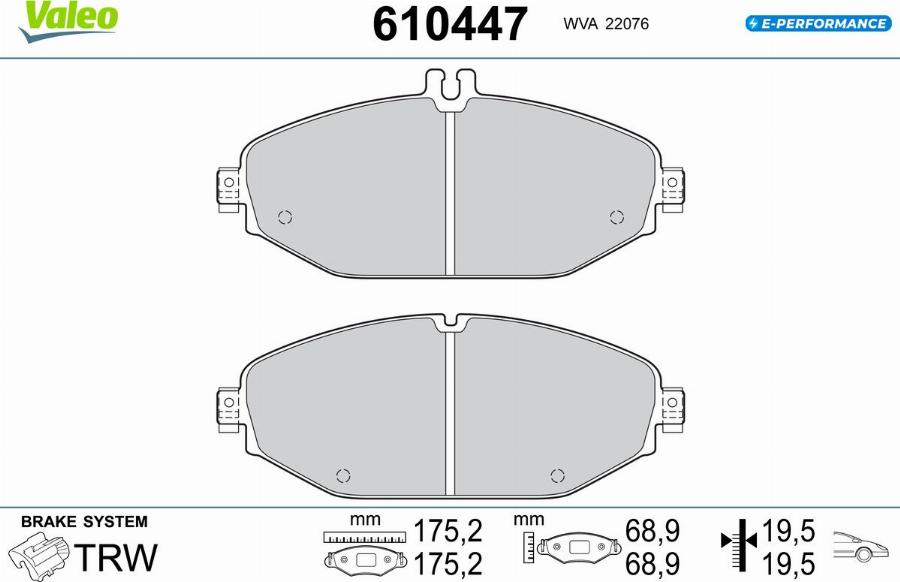 Valeo 610447 - Тормозные колодки, дисковые, комплект avtokuzovplus.com.ua