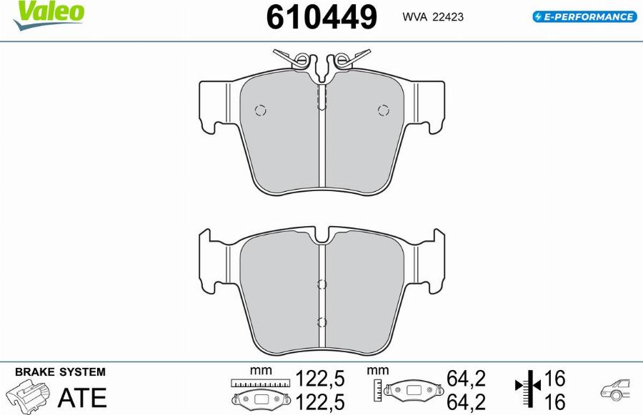 Valeo 610449 - Тормозные колодки, дисковые, комплект autodnr.net