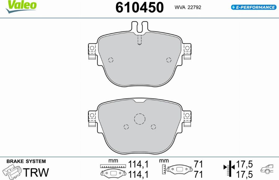 Valeo 610450 - Гальмівні колодки, дискові гальма autocars.com.ua