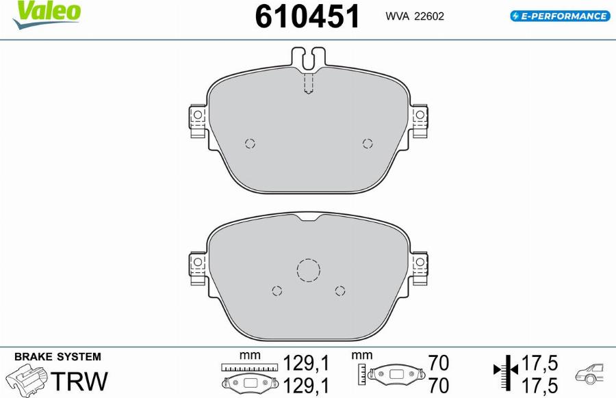 Valeo 610451 - Тормозные колодки, дисковые, комплект avtokuzovplus.com.ua