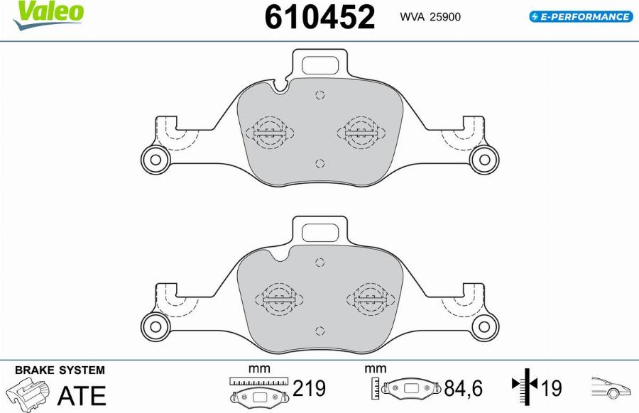 Valeo 610452 - Гальмівні колодки, дискові гальма autocars.com.ua