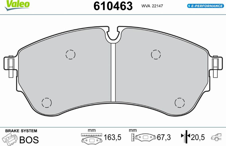 Valeo 610463 - Тормозные колодки, дисковые, комплект avtokuzovplus.com.ua