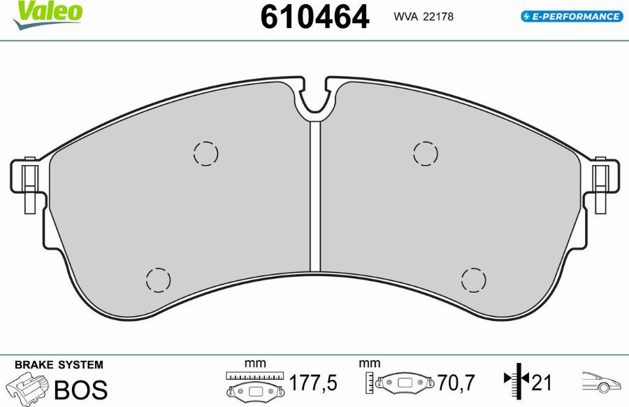 Valeo 610464 - Тормозные колодки, дисковые, комплект avtokuzovplus.com.ua