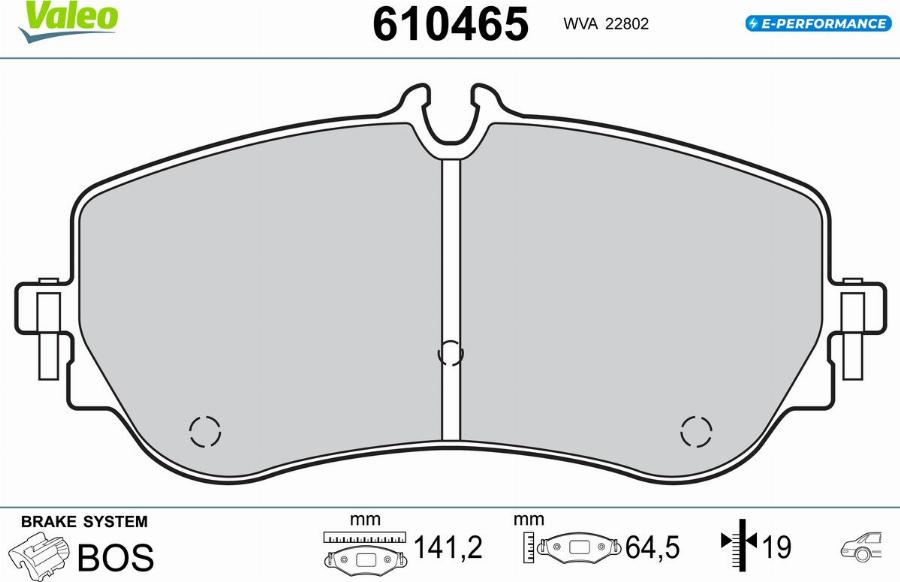 Valeo 610465 - Тормозные колодки, дисковые, комплект avtokuzovplus.com.ua