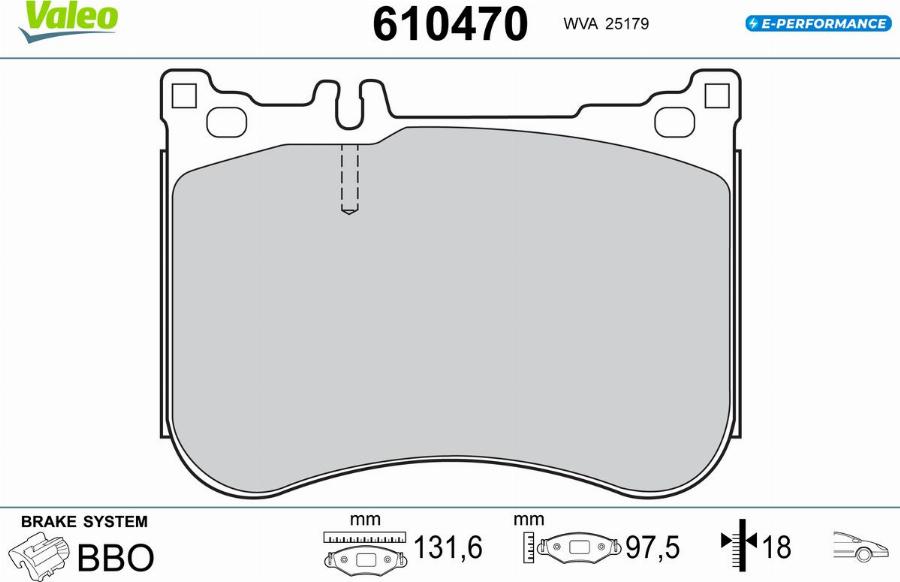 Valeo 610470 - Гальмівні колодки, дискові гальма autocars.com.ua