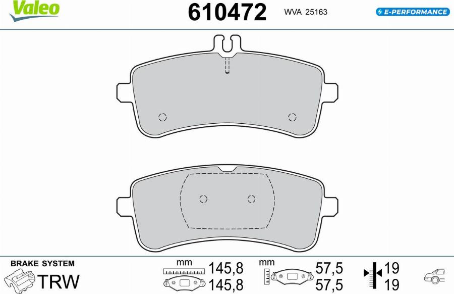 Valeo 610472 - Гальмівні колодки, дискові гальма autocars.com.ua