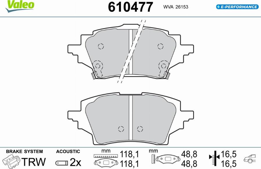 Valeo 610477 - Тормозные колодки, дисковые, комплект autodnr.net