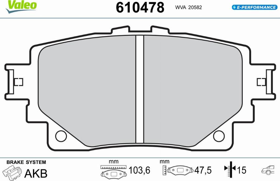 Valeo 610478 - Гальмівні колодки, дискові гальма autocars.com.ua