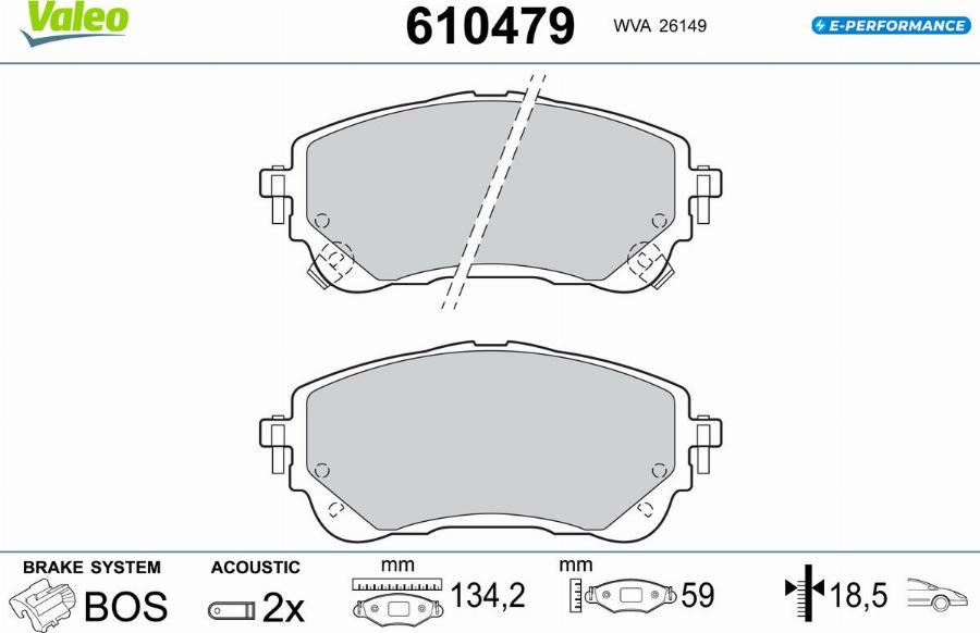 Valeo 610479 - Тормозные колодки, дисковые, комплект autodnr.net