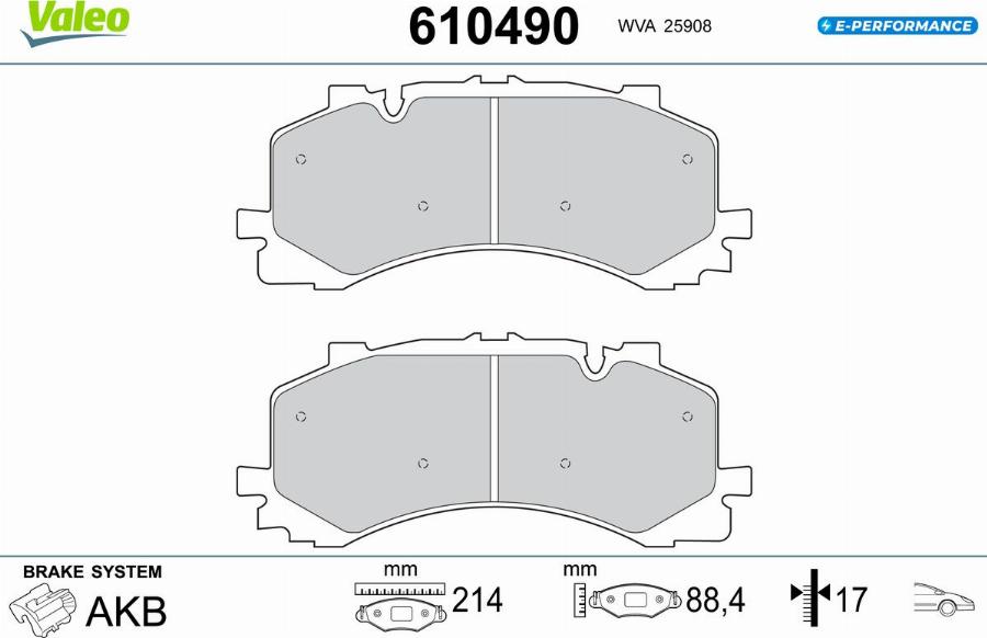 Valeo 610490 - Тормозные колодки, дисковые, комплект autodnr.net