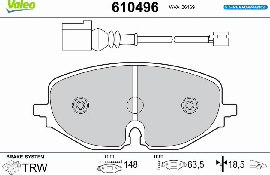 Valeo 610496 - Гальмівні колодки, дискові гальма autocars.com.ua