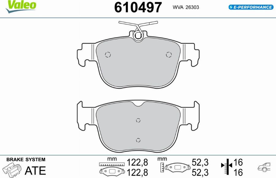 Valeo 610497 - Тормозные колодки, дисковые, комплект autodnr.net