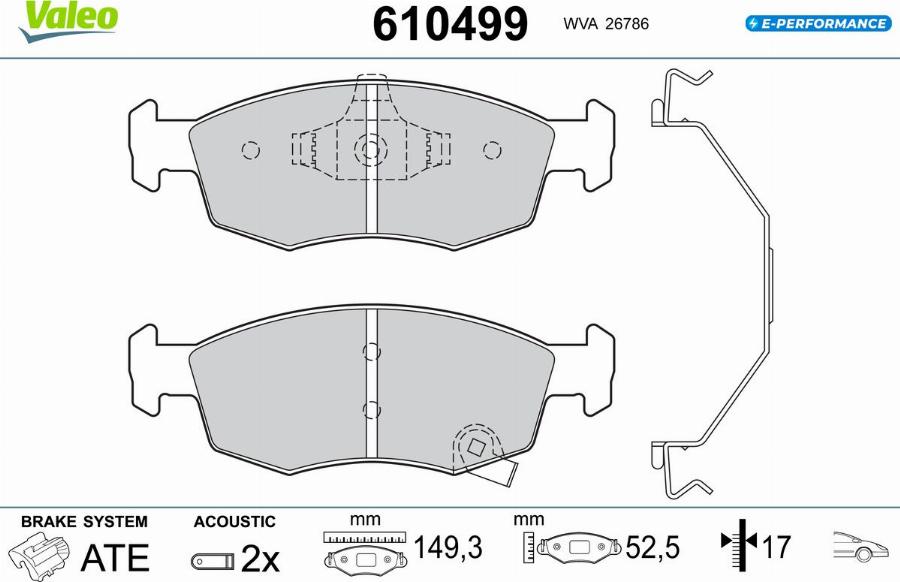 Valeo 610499 - Тормозные колодки, дисковые, комплект autodnr.net