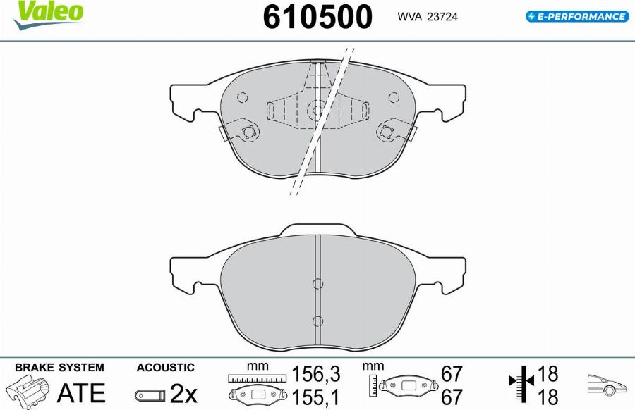 Valeo 610500 - Тормозные колодки, дисковые, комплект autodnr.net