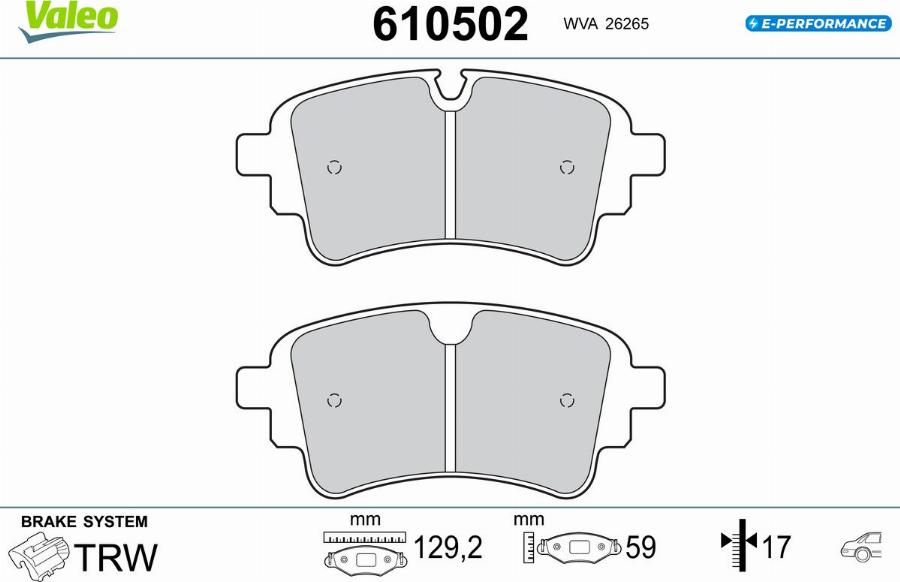 Valeo 610502 - Тормозные колодки, дисковые, комплект autodnr.net