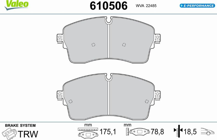 Valeo 610506 - Тормозные колодки, дисковые, комплект autodnr.net