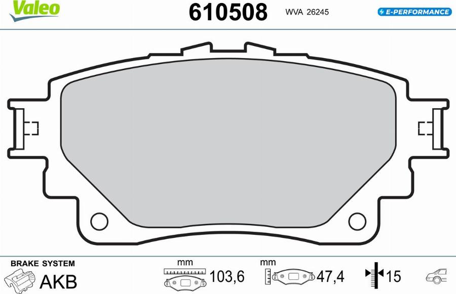 Valeo 610508 - Гальмівні колодки, дискові гальма autocars.com.ua