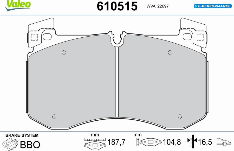 Valeo 610515 - Гальмівні колодки, дискові гальма autocars.com.ua