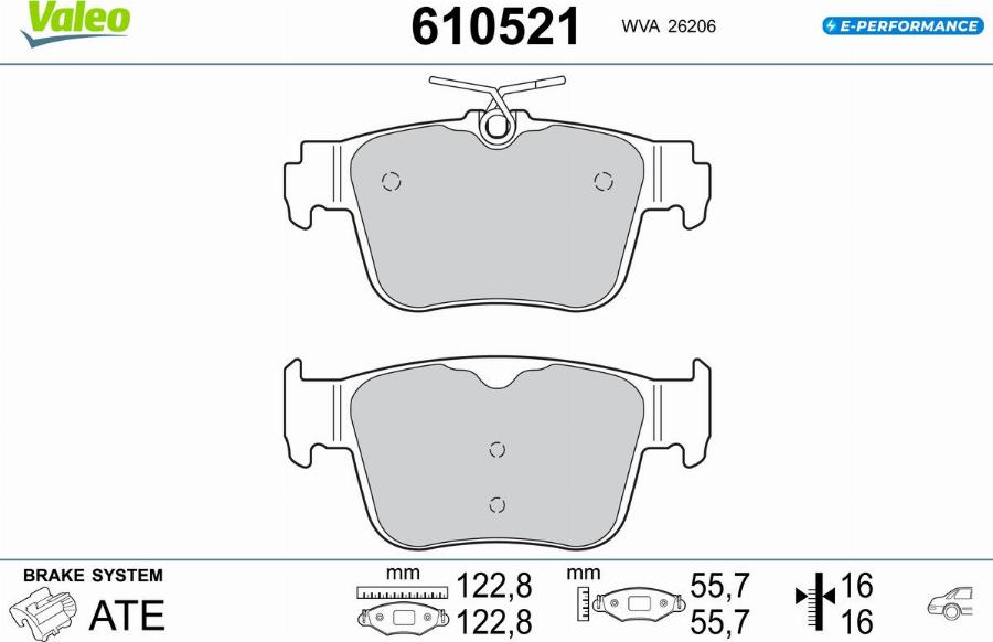 Valeo 610521 - Тормозные колодки, дисковые, комплект autodnr.net