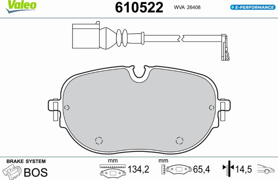 Valeo 610522 - Тормозные колодки, дисковые, комплект autodnr.net