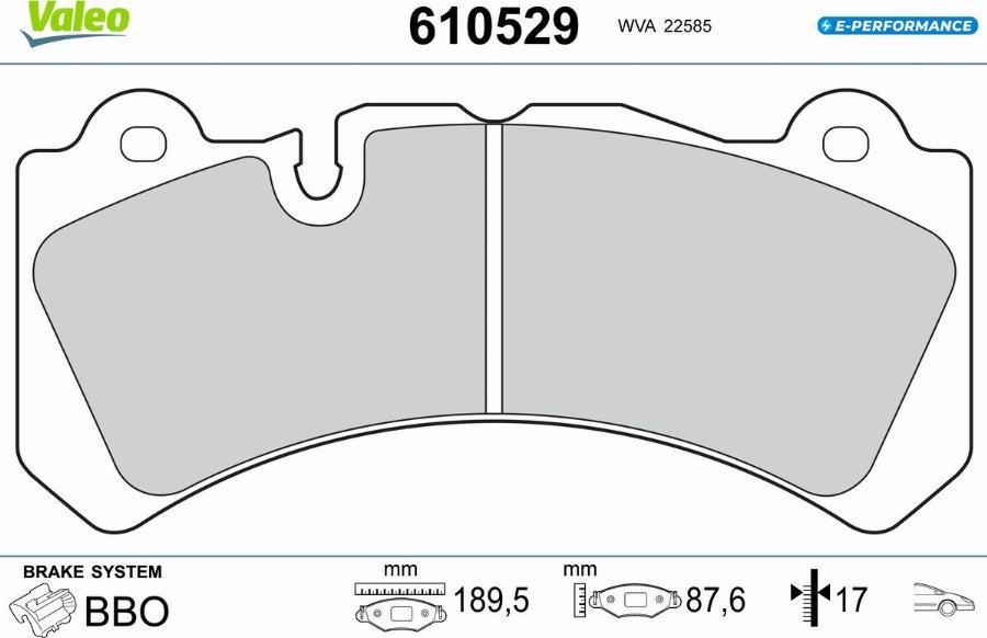 Valeo 610529 - Гальмівні колодки, дискові гальма autocars.com.ua