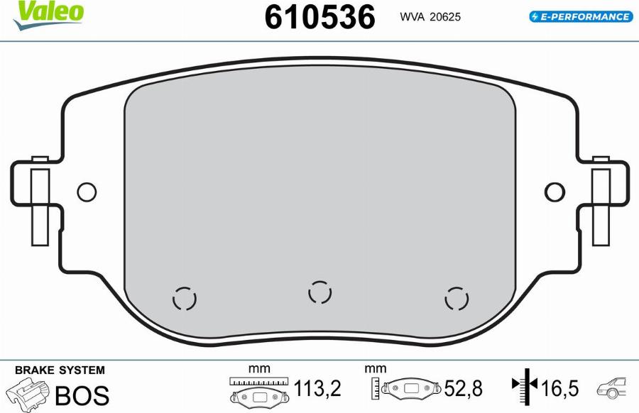 Valeo 610536 - Тормозные колодки, дисковые, комплект avtokuzovplus.com.ua