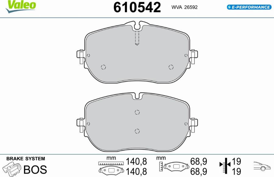 Valeo 610542 - Тормозные колодки, дисковые, комплект autodnr.net