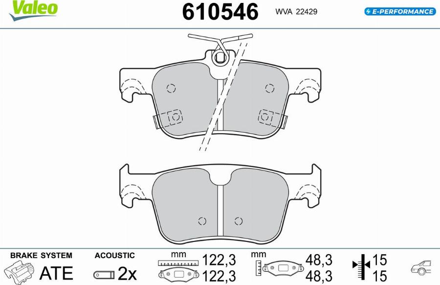 Valeo 610546 - Тормозные колодки, дисковые, комплект autodnr.net