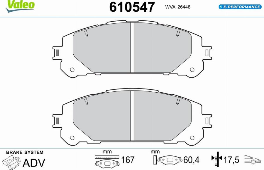 Valeo 610547 - Гальмівні колодки, дискові гальма autocars.com.ua