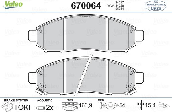 Valeo 670064 - Тормозные колодки, дисковые, комплект avtokuzovplus.com.ua