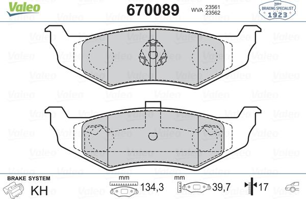 Valeo 670089 - Тормозные колодки, дисковые, комплект avtokuzovplus.com.ua